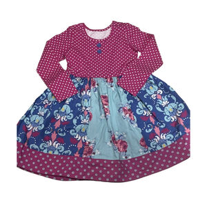 Girls Eleanor Rose Casual Dress Size 7 Pink Blue Polka Dot Floral